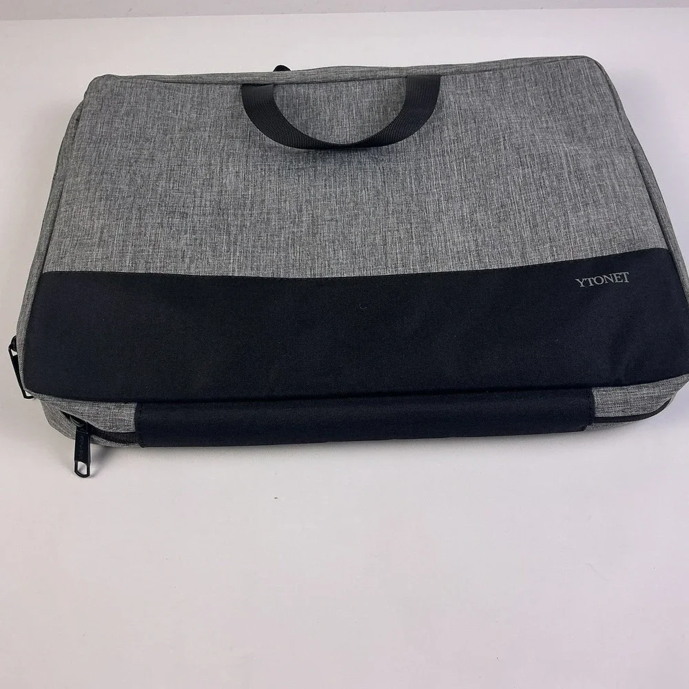 YTONET Laptop Briefcase Carry Case Gray Black Padded Zippered‎ Organizer